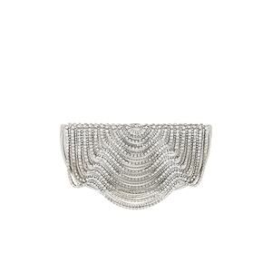 Cult Gaia 'Lael' Grey Crystal Embellished Lamb Leather Clutch Size OS
